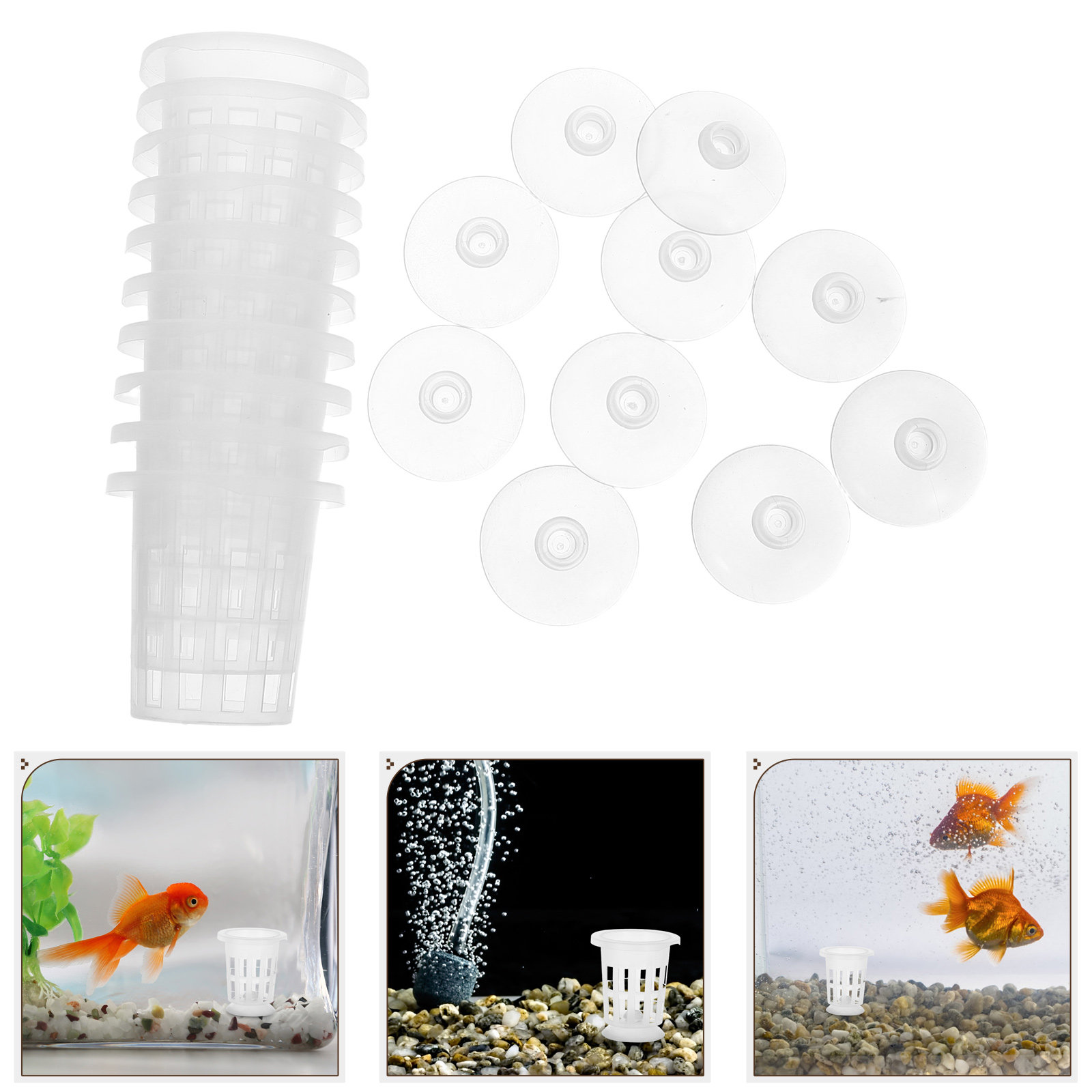 Aquarium Planting - 1Set Hydroponic Net Pot with Suction