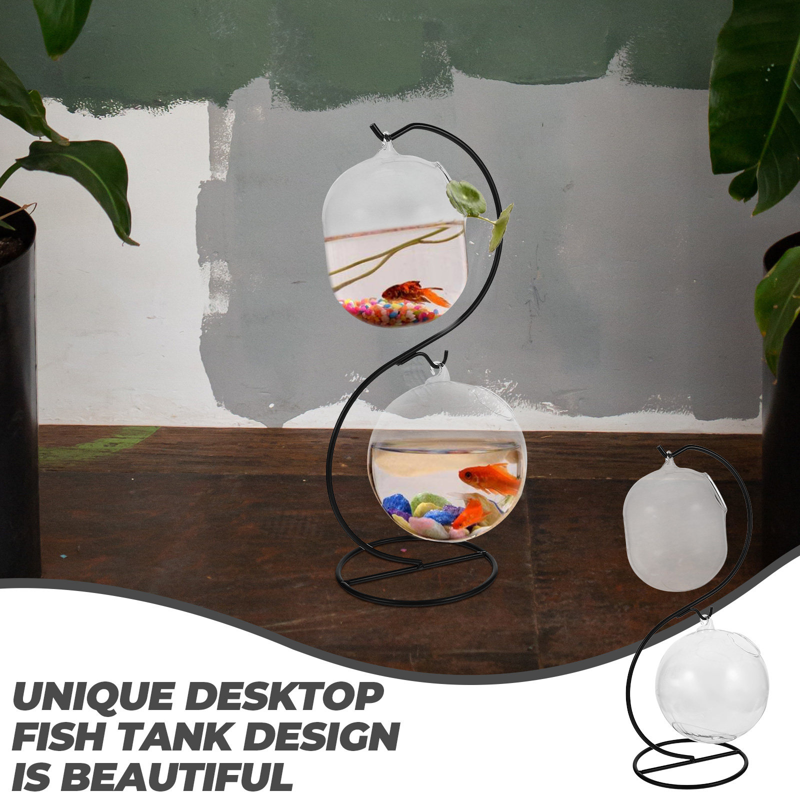 Aquarium Planting - 1Set Transparent Desktop Fish Bowl Glass
